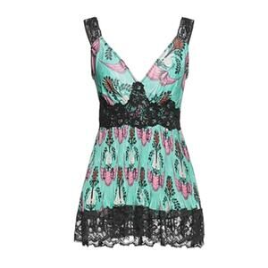 Rabanne light green cami satin with lace details size 6